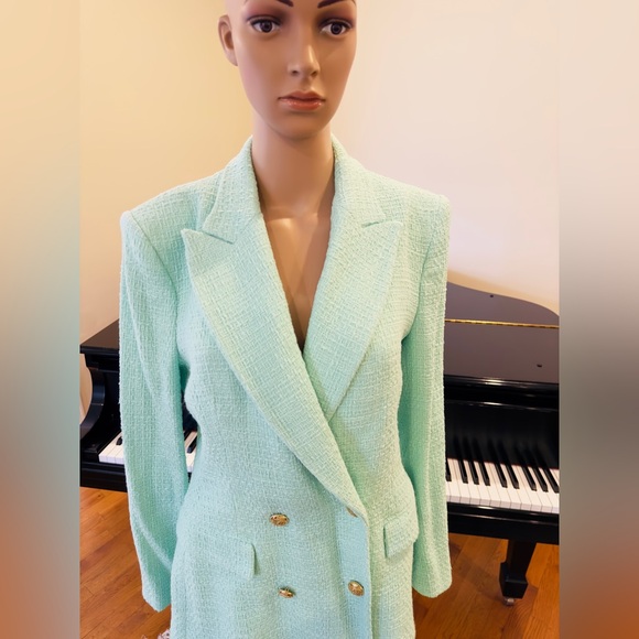 NWT Zara luxury classic RARE tweed textured tailored doubled breasted jacket - Picture 9 of 14